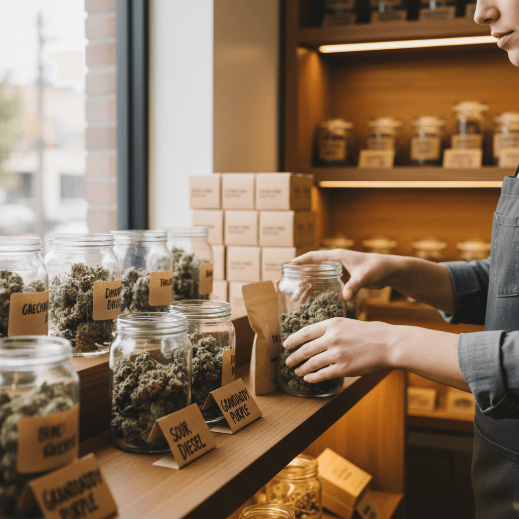 Dispensary retail environment with cannabis products